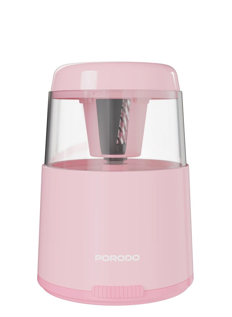 porodo Electric Sharpener for Kids & Vacuum Stationary Set for Girls / Automatic Pencil Cutter / Child-Friendly Design / Rechargeable Sharpener - Pink - Image 1